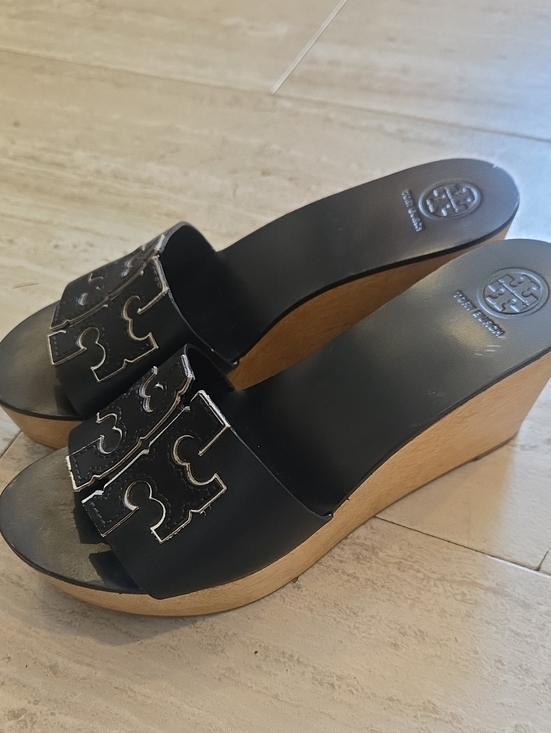 Tory Burch Shoes - Tory Burch Ines Wooden Wedge Platform Leather Sandals